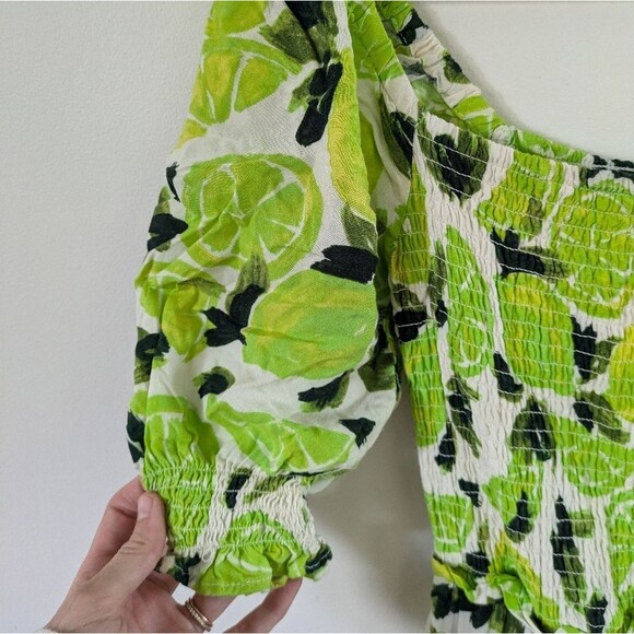 Steve Madden Sunny Lime Challis Midi Dress l Off Shoulder Lime Print Dress Small - Picture 3 of 5